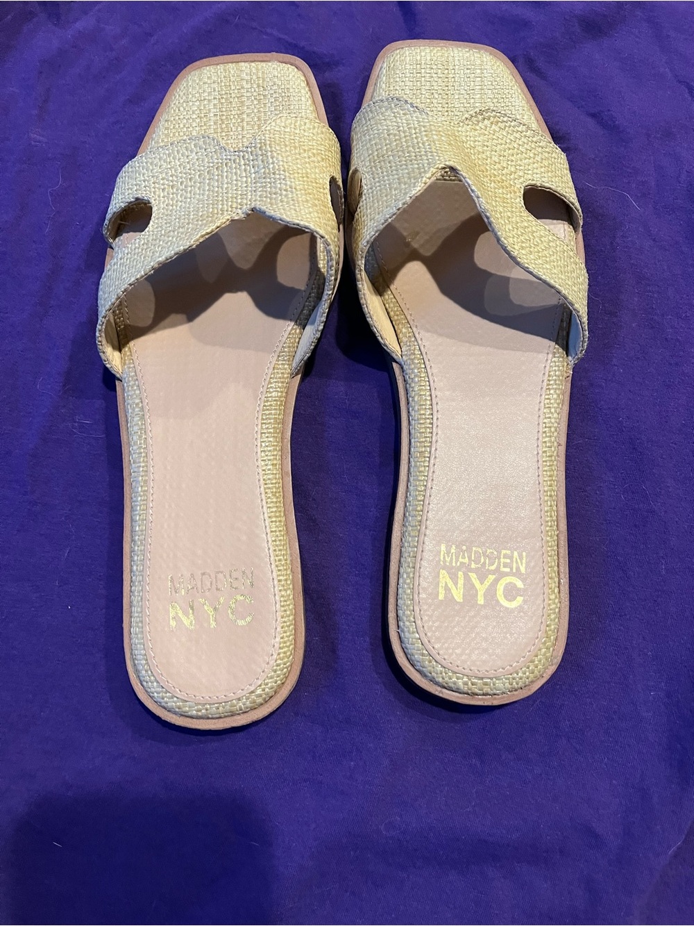 Madden NYC Women's Beige Raffia Slide Mule